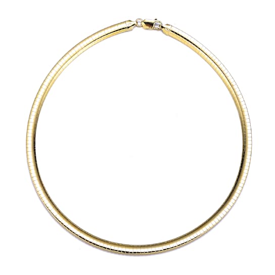 Polished Omega Necklace In 14K Gold Over Sterling Silver