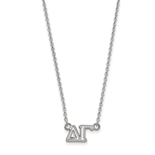 Rhodium Over Sterling Silver LogoArt Delta Gamma Medium Pendant Necklace