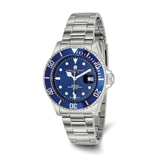 Charles Hubert Men's 40mm Stainless Steel Blue Dial Watch