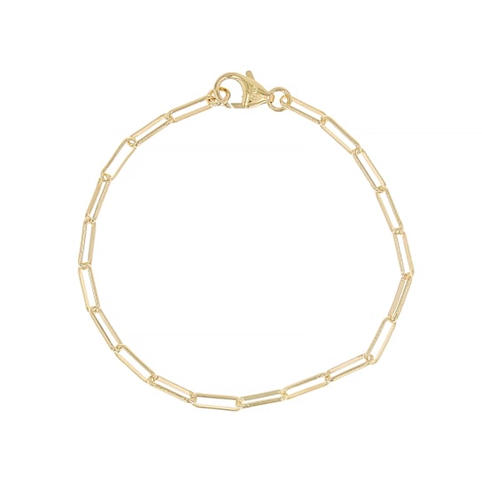 Paperclip Link Bracelet In 18K Gold Over Bronze
