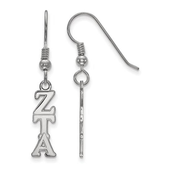 Rhodium Over Sterling Silver LogoArt Zeta Tau Alpha Small Dangle Earrings