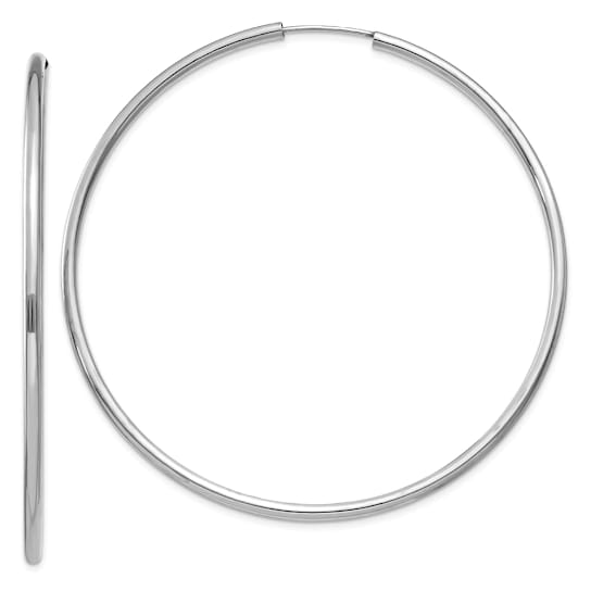 Rhodium Over 14k White Gold Polished 2 3/8" Endless Hoop Earrings