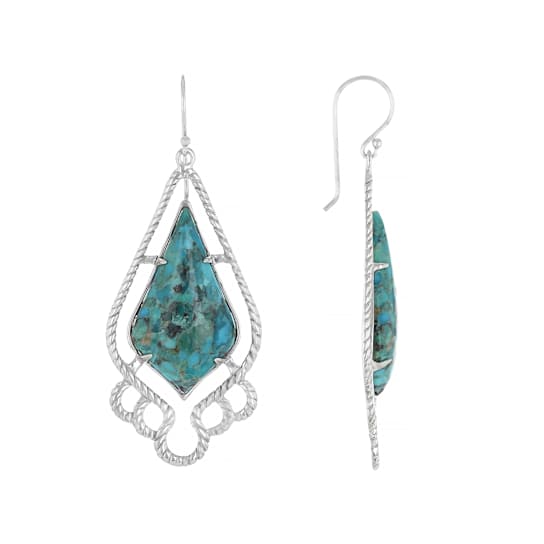Turquoise Sterling Silver Dangle Earrings 27.5x15.2mm