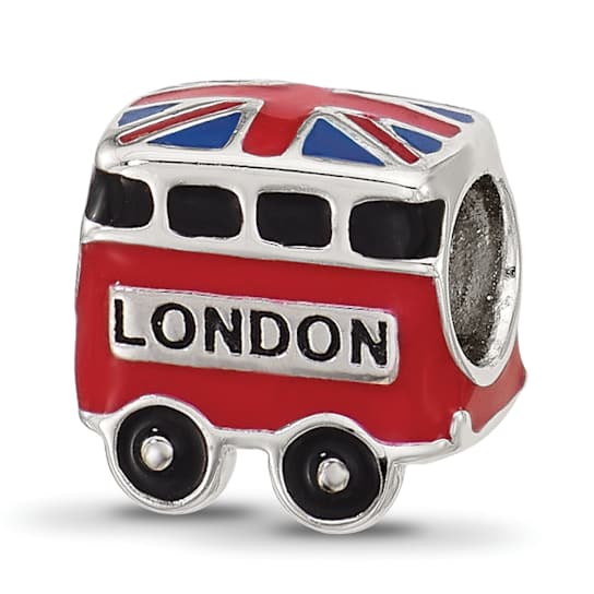Sterling Silver Kids Enamel London Bus Bead