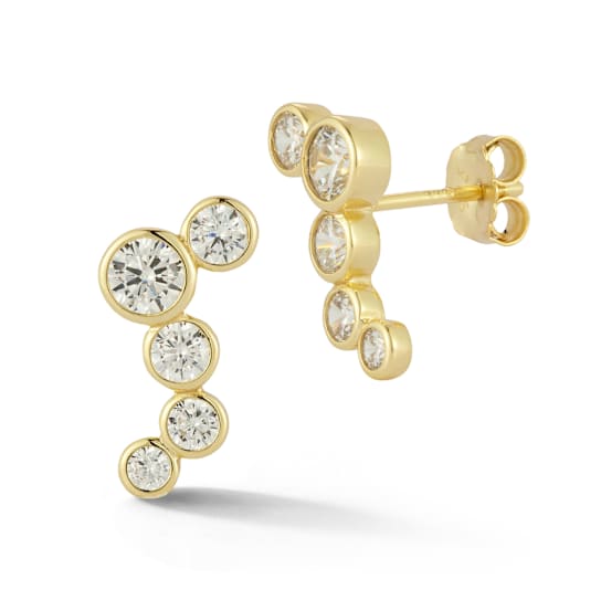 Rachel Zoe CZ Bubble ZigZag Stud Earrings in 14K Gold Over Sterling Silver