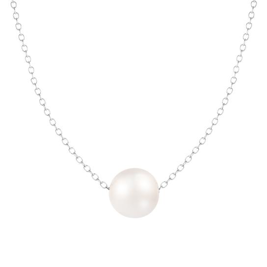 White Cultured Freshwater Pearl Sterling Silver Necklace