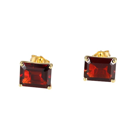 Red Garnet 18k Yellow Gold Over Sterling Silver Earrings