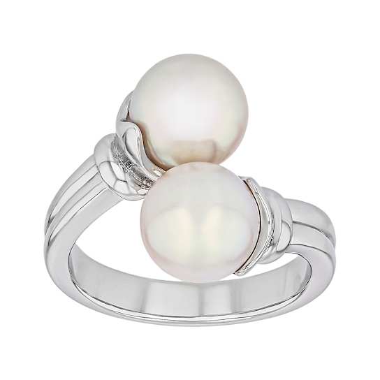 Akoya Pearl Bypass Ring In Sterling Silver