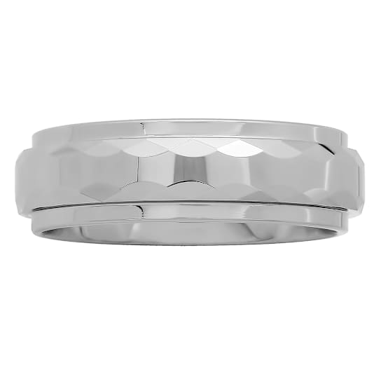 Robert Alton Men's Hammered High Polish Band Ring In Tungsten