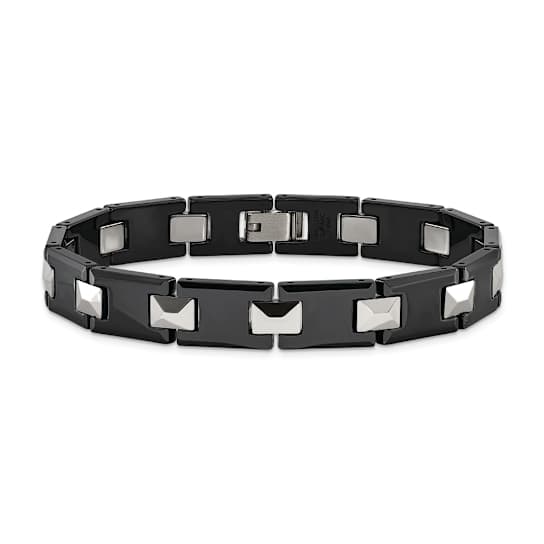 Tungsten and Black Ceramic Polished Bracelet