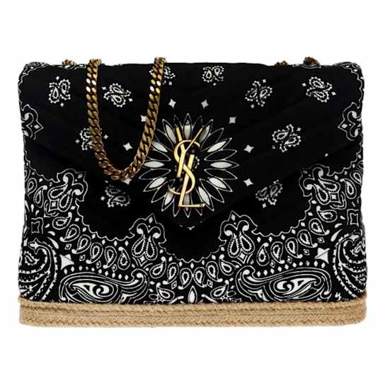 Saint Laurent Loulou Black Paisley Quilted Small Crossbody Bag