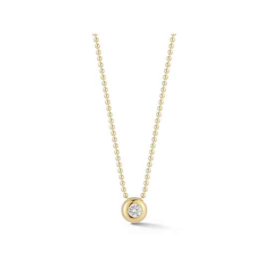 Sterling Statements 14K Yellow Gold Over Sterling Silver Round CZ
Solitaire Necklace with Bead Chain