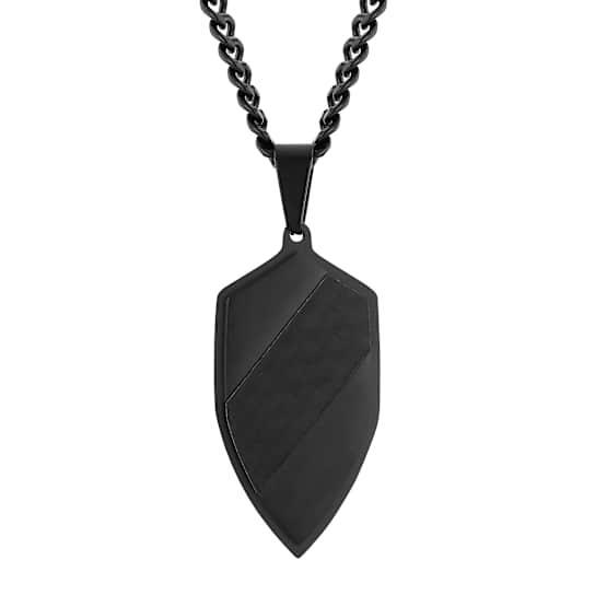 Robert Alton Men's Shield Pendant With Chain In Black Ion-Plated
Stainless Steel