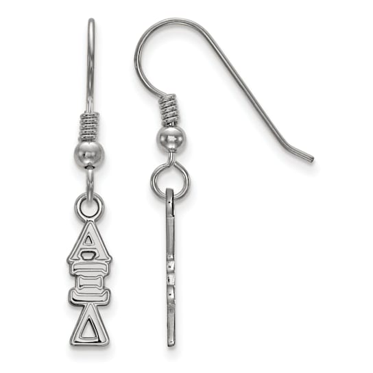 Rhodium Over Sterling Silver LogoArt Alpha Xi Delta Small Dangle Earrings
