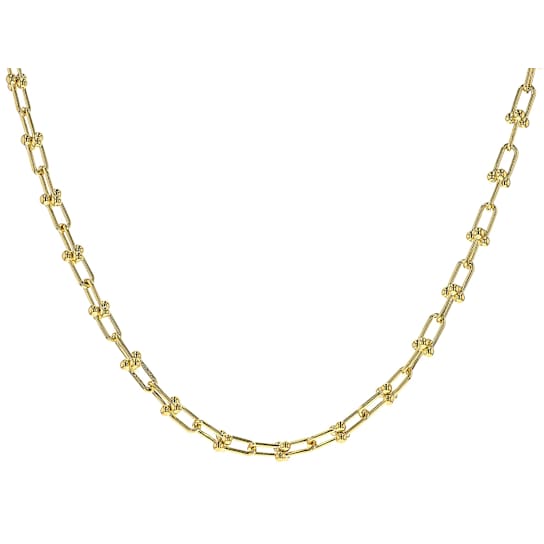 Stirrup Briglia Chain Necklace in 18K Gold Over Bronze 20 Inch