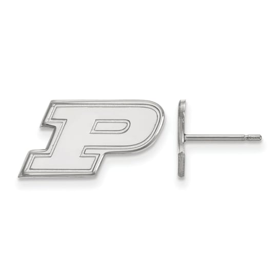 Rhodium Over Sterling Silver  LogoArt Purdue University Extra Small Post Earrings