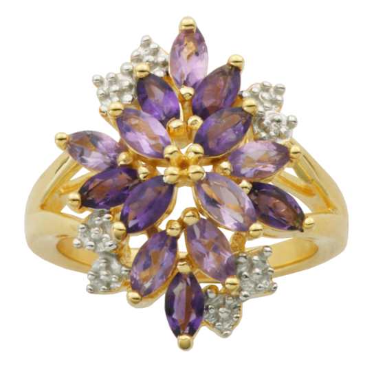 Purple Amethyst And White Sapphire 18k Yellow Gold Over Sterling Silver
Ring 1.52ctw