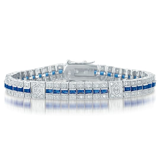 Sapphire Color CZ Tennis Bracelet In Sterling Silver