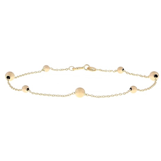 Dainty Gold Bead Station Bracelet In Solid 14K Yellow Gold