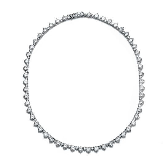 CZ Tennis Necklace In Sterling Silver 16 Inch