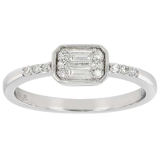 Dainty Lab-Grown Diamond Cluster Ring In Sterling Silver 0.15ctw