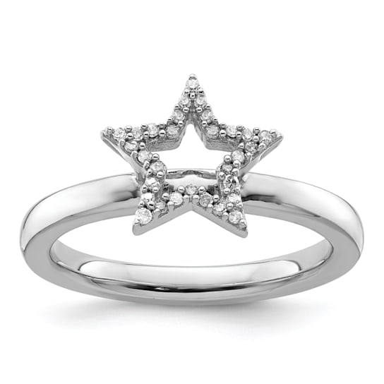 Sterling Silver Stackable Expressions Star Diamond Ring