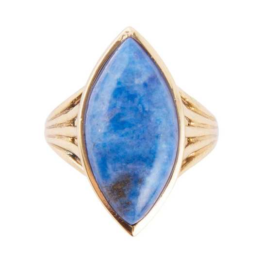 Barse Lapis Lazuli Marquise Statement Ring In Bronze