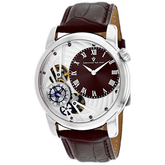 Christian Van Sant Men's 46mm Stainless Steel Leather Band Watch