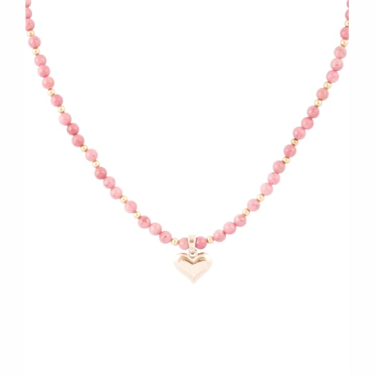 Barse Rhodonite Heart Pendant Necklace In Bronze