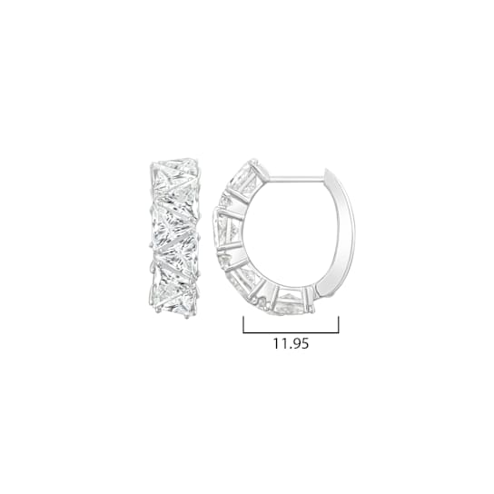 White Cubic Zirconia Platinum Over Sterling Silver Hoops 7.00ctw