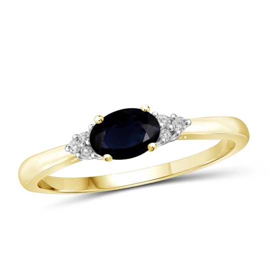Black Sapphire 14K Gold Over Sterling Silver Ring 0.63ctw