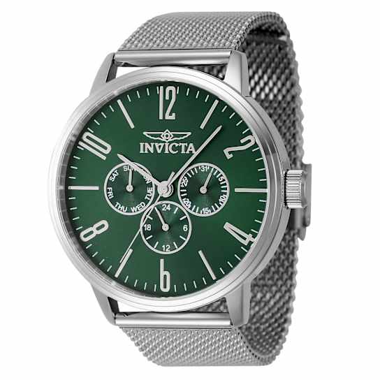 Invicta Specialty 44mm Quartz Stainless Steel Mesh Watch, Green Dial