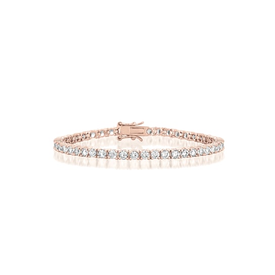 CZ Tennis Bracelet In 18K Rose Gold Over Sterling Silver