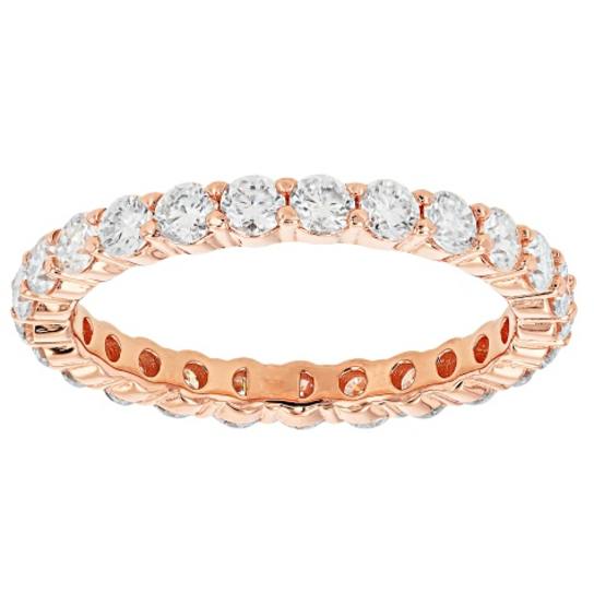 Moissanite Eternity Band in 14K Rose Gold Over Sterling Silver