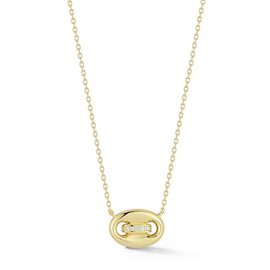 Rachel Zoe CZ Puffed Mariner Pendant Necklace in 14K Gold Over Sterling Silver