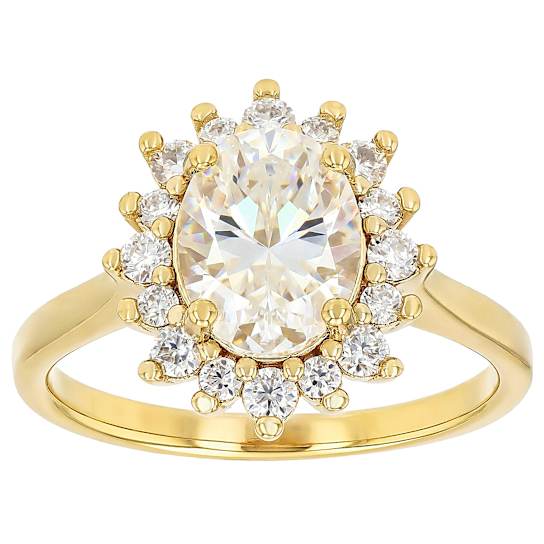 Diamond Simulant Oval And Lab-Created Moissanite Ring In 18K Gold Over
Sterling Silver 2.87ctw