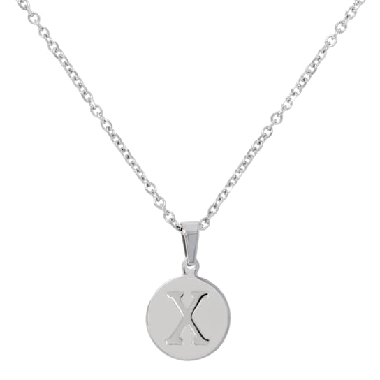 Initial X Charm Pendant Necklace In Silver-Tone
