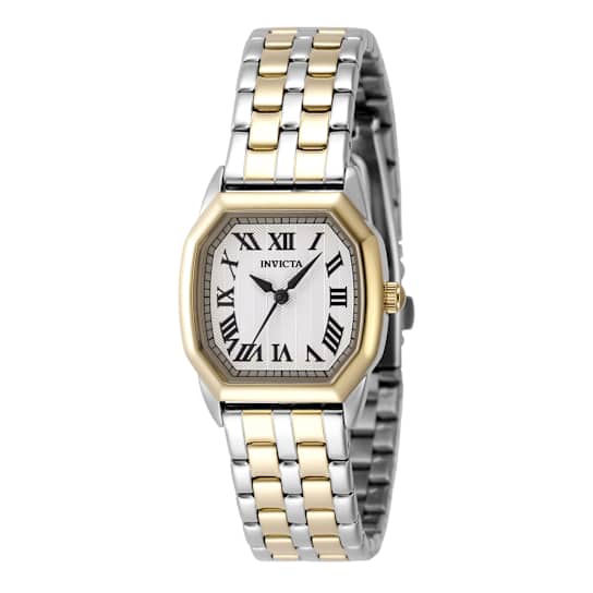 Invicta Wildflower 27mm White Dial Yellow Bezel Two-Tone Watch