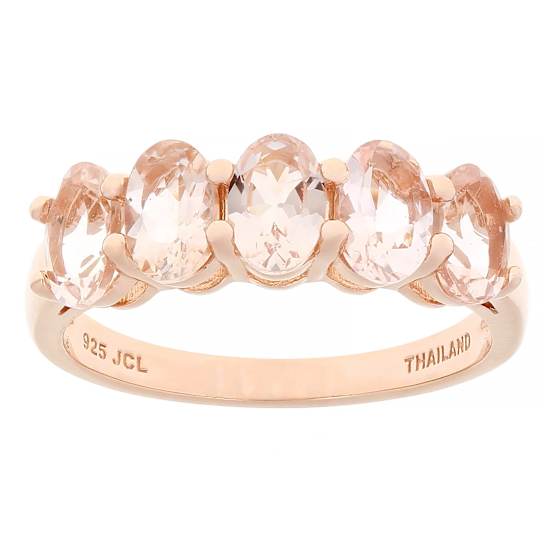 Morganite Oval Band Ring In 18K Rose Gold Over Sterling Silver 2.00ctw