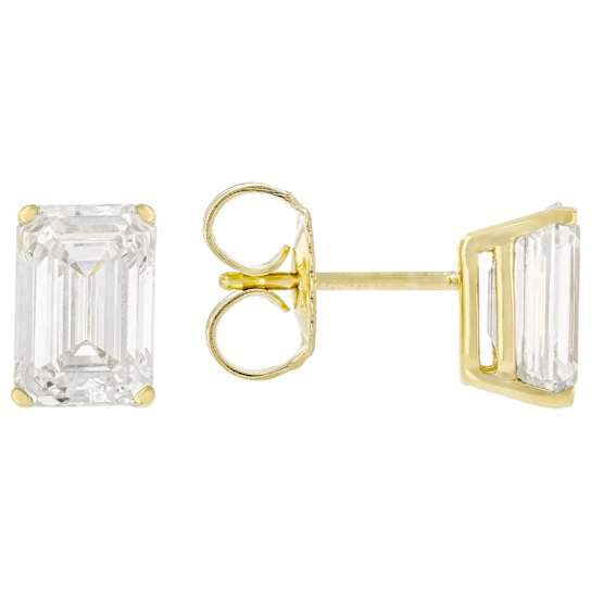 Lab-Grown Diamond Emerald-Cut Stud Earrings In 14K Gold 3.00ctw