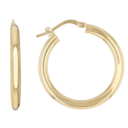 Polished Hoop Earrings in 18K Gold Over Bronze 1 Inch