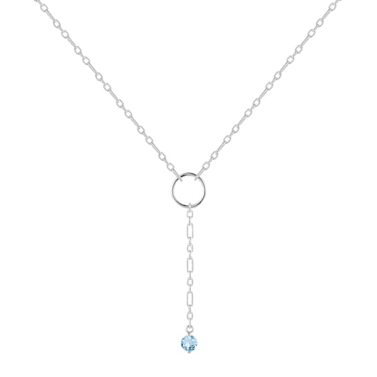 Blue Topaz Dainty Y-Necklace In Sterling Silver