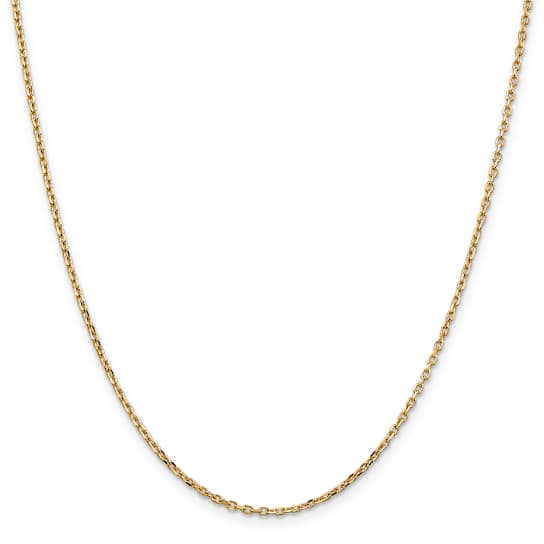 14K Yellow Gold 1.8mm Diamond-cut Round Open Link Cable Chain Necklace