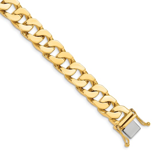 14K Yellow Gold 10mm Hand-Polished Fancy Link Bracelet