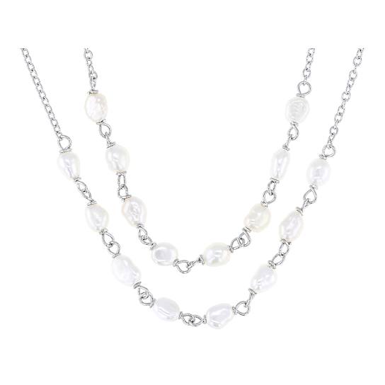 Freshwater Pearl Necklace In Sterling Silver 16.5 Inch