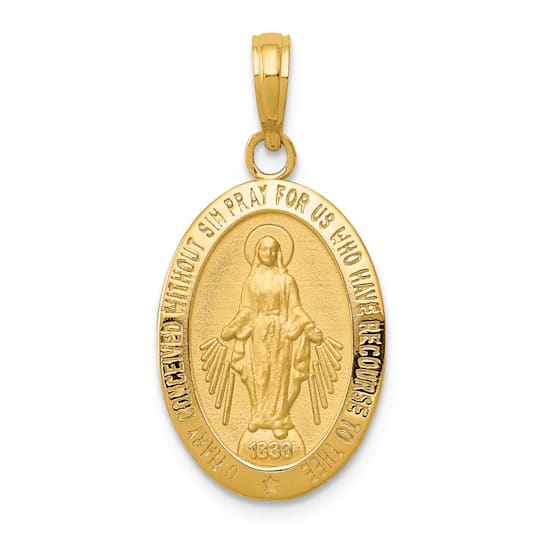 14K Yellow Gold Miraculous Medal Pendant