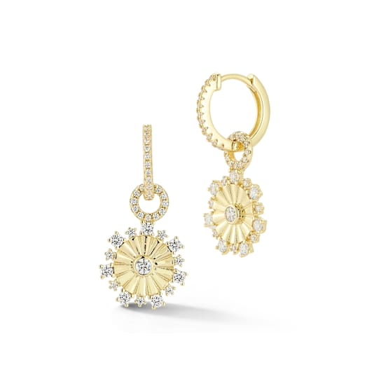 Rachel Zoe CZ Fluted Disk Charm Huggie Hoop Earrings in 14K Gold Over
Sterling Silver