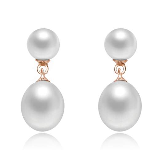 Pear Shape Pearl Simulant Drop Earrings In 18K Rose Gold Over Sterling Silver