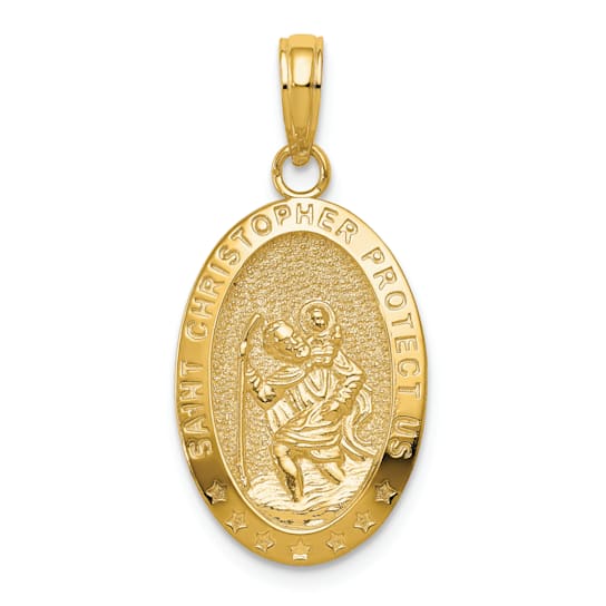 14K Yellow Gold Saint Christopher Medal Pendant