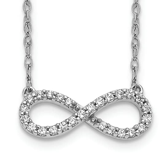 Rhodium Over 14K White Gold Lab Grown Polished Diamond Infinity Symbol
18 Inch Necklace